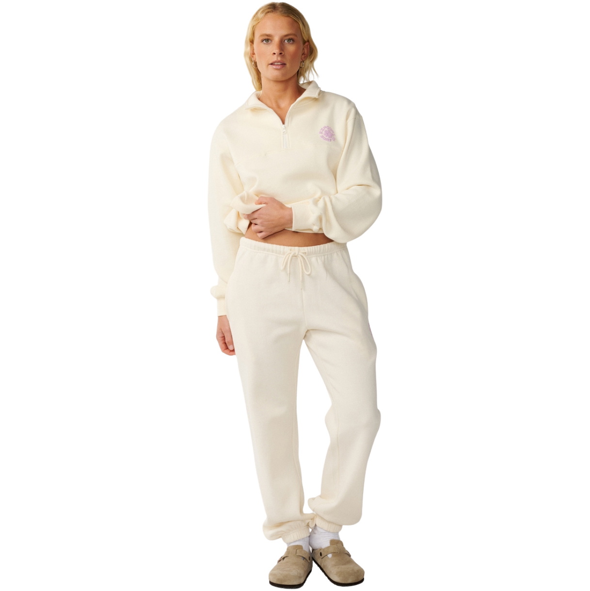 2026 Rip Curl Mujer Ola De Fiesta 1/2 Zip Fleece 0ECWFL - Off White